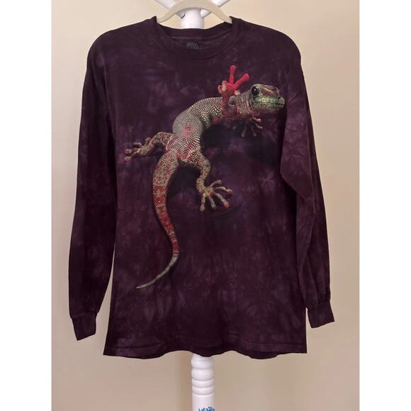 The Mountain Long Sleeve Purple T-Shirt Gecko Graphic Gray Unisex L - Picture 1 of 5